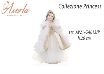 Dama Grande In Piedi Con Vestito Velluto Panna In Porcellana Di Capodimonte Collezione Princess H.26 Cm Completa Di Astuccio