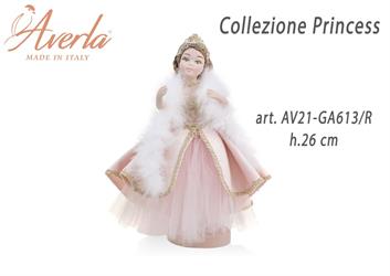 Dama Grande In Piedi Con Vestito Velluto Cipria In Porcellana Di Capodimonte Collezione Princess H.26 Cm Completa Di Astuccio