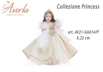 Dama Media In Piedi Con Vestito Velluto Panna In Porcellana Di Capodimonte Collezione Princess H.22 Cm Completa Di Astuccio