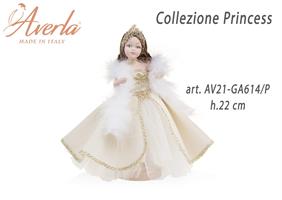 Dama Media In Piedi Con Vestito Velluto Panna In Porcellana Di Capodimonte Collezione Princess H.22 Cm Completa Di Astuccio