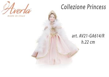 Dama Media In Piedi Con Vestito Velluto Cipria In Porcellana Di Capodimonte Collezione Princess H.22 Cm Completa Di Astuccio