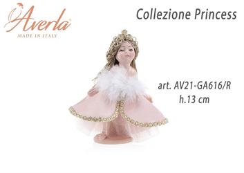 Damina Piccola In Porcellana Di Capodimonte Con Vestito Velluto Cipria Con Corona Collezione Princess H.13 Cm Completa Di Astuccio
