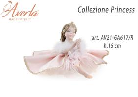 Dama Grande Seduta In Porcellana Di Capodimonte Con Vestito Velluto Cipria Con Corona H.15 Cm Collezione Princess Completa Di Astuccio