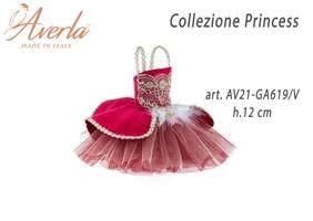 Portaconfetti Abitino In Velluto Rosso Con Marabout H.12 Cm Collezione Princess