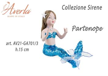 Sirena In Porcellana Di Capodimonte Con Vestito Pailettes Turchese H.15 Cm Collezione Sirene Completa Di Astuccio