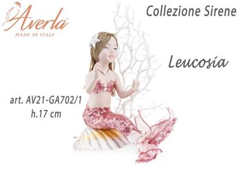 Sirena Su Conchiglia In Porcellana Di Capodimonte Con Vestito Pailettes Rosa H.17 Cm Collezione Sirene Completa Di Astuccio