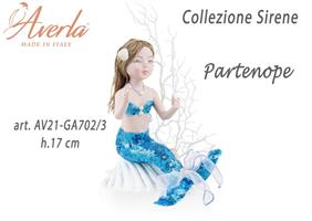 Sirena Su Conchiglia In Porcellana Di Capodimonte Con Vestito Pailettes Turchese H.17 Cm Collezione Sirene Completa Di Astuccio