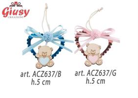 Appendino Cuore Girl In Plexi Con Applicazione Orsetto In Legno H.5 Cm 12*2880