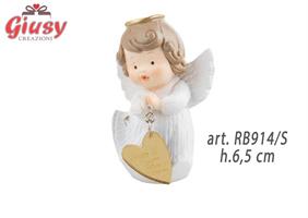Angelo In Resina Con Cuore In Plexi Oro H.6,5 Cm 6*96