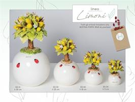 Albero Mini Con Limoni In Ceramica Di Capodimonte H.11 Cm Completo Di Astuccio