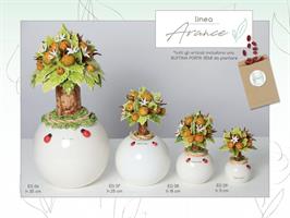 Albero Piccolo Con Arance In Ceramica Di Capodimonte H.18 Cm Completo Di Astuccio