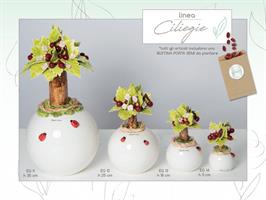 Albero Grande Con Ciliegie In Ceramica Di Capodimonte H.25 Cm Completo Di Astuccio