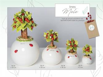 Albero Maxi Con Mele In Ceramica Di Capodimonte H.35 Cm Completo Di Astuccio