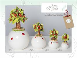 Albero Maxi Con Mele In Ceramica Di Capodimonte H.35 Cm Completo Di Astuccio
