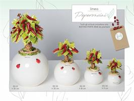 Albero Piccolo Con Peperoncini In Ceramica Di Capodimonte H.18 Cm Completo Di Astuccio