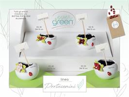 Sfera Porta Semi Con Applicazione Peperoncini In Ceramica Di Capodimonte D.10 Cm Completo Di Astuccio