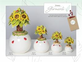 Albero Maxi Con Girasoli In Ceramica Di Capodimonte H.35 Cm Completo Di Astuccio