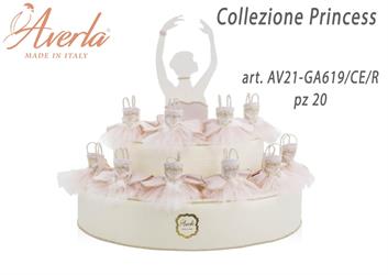 Cesto Espositore Ballerina In Polisterolo Decorato Completo Con 20 Portaconfetti Abitino Cipria Collezione Princess