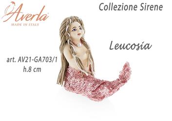 Sirenetta Rosa In Gesso Ceramizzato H.8 Cm Completa Di Astuccio Collezione Sirene