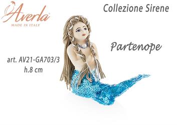 Sirenetta Turchese In Gesso Ceramizzato H.8 Cm Completa Di Astuccio Collezione Sirene