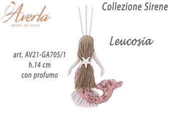 Profumatore Sirenetta Rosa In Gesso Ceramizzato H.14 Cm Con Profumo Completo Di Astuccio Collezione Sirene