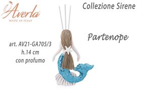 Profumatore Sirenetta Turchese In Gesso Ceramizzato H.14 Cm Con Profumo Completo Di Astuccio Collezione Sirene