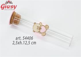 Provetta In Vetro Con Applicazione Orsetto Rosa2,5xh.15 Cm 6*240