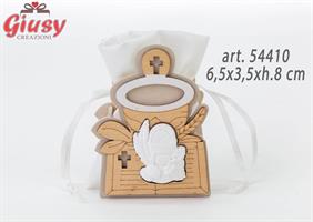 Portasacchetto In Legno Con Applicazione Calice In Gesso 6,5x3,5xh.8 Cm 12*480