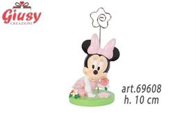 Segnaposto Minnie Con Fiori In Resina h.10 Cm Collezione Abbracciami  Completa Di Shopper 12*144