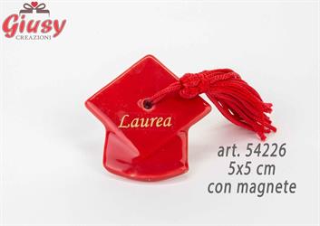 Calamita Tocco Rosso Con Scritta Laurea In Oro In Porcellana 5x5 Cm 12*288