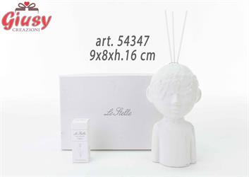 Profumatore Boy In Porcellana Bianco 9x8xh.16 Cm Completo Di Astuccio Ed Essenza 1*24
