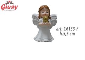 Statuina Angioletto Femmina In Resina Bianco H.5,5 Cm 12*144