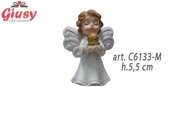 Statuina Angioletto Maschio In Resina Bianco H.5,5 Cm 12*144