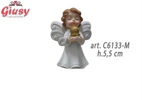 Statuina Angioletto Maschio In Resina Bianco H.5,5 Cm 12*144