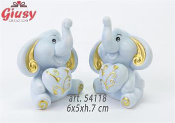 Elefantino Celeste In Porcellana Due Soggetti Assortiti 6x5xh.7 Cm12*144