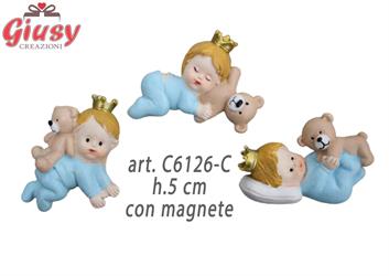 Magnete Neonato Con Orsetto Colore Celeste 3 Soggetti Assortiti 5 Cm 12*144