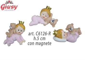 Magnete Neonata Con Orsetto Colore Rosa 3 Soggetti Assortiti 5 Cm 12*144