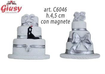 Magnete Torta Per Venticinquesimo Anniversario Due Soggetti Assortiti 4,5 Cm 12*144