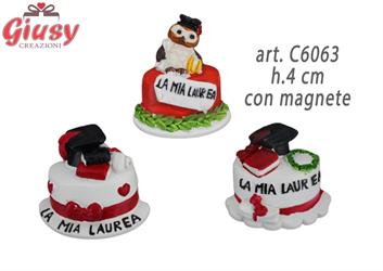 Magnete Torta Con Scritta La Mia Laurea Tre Soggetti Assortiti H.5 Cm 12*144