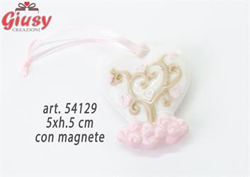 Appendino Cuore Con Albero In Porcellana Colore Rosa Con Magnete 5xh.5 Cm 12*288