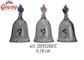 Campana In Vetro Con Minnie Ballerina In Resina Tre Soggetti Assortiti H.18 Cm