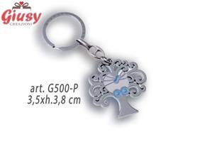 Portachiave Con Albero Della Vita Nascita Colore Celeste 3,5xh.3,8 Cm