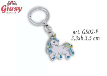 Portachiave Con Unicorno Incantato Colore Celeste 3,3xh.3,5 Cm
