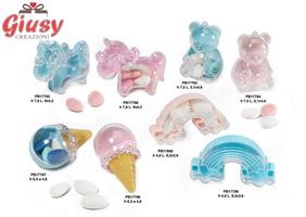 Contenitore Per Confetti In Plastica A Forma Di Arcobaleno Colore Rosa 9,3 Cm 48*240