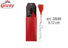 Segnalibro In Metallo Con Scritta Laurea Con Nappina Rossa H.12 Cm Completo Di Astuccio 1*24