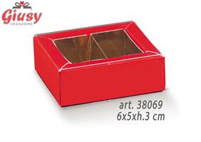 Quadretto Lino Rosso Con Fascetta Pvc E Con Divisore Oro 6x5xh.3 Cm 10*100
