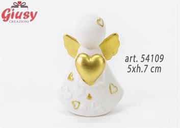 Angelo In Porcellana Bianco E Oro 5xh.7 Cm 6*144