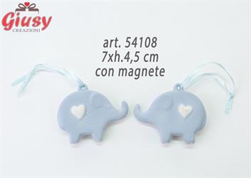 Calamita Elefante Celeste In Porcellana Con Appendino 7xh.4,5 Cm 12*144