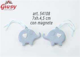 Calamita Elefante Celeste In Porcellana Con Appendino 7xh.4,5 Cm 12*144
