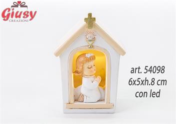 Chiesa In Resina Con Bimba Comunione Con Led 6x5xh.8 Cm 6*96